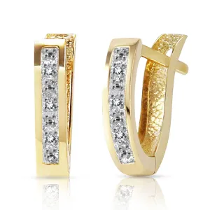 0.04 Carat 14K Solid Yellow Gold Oval Huggie Earrings Diamond