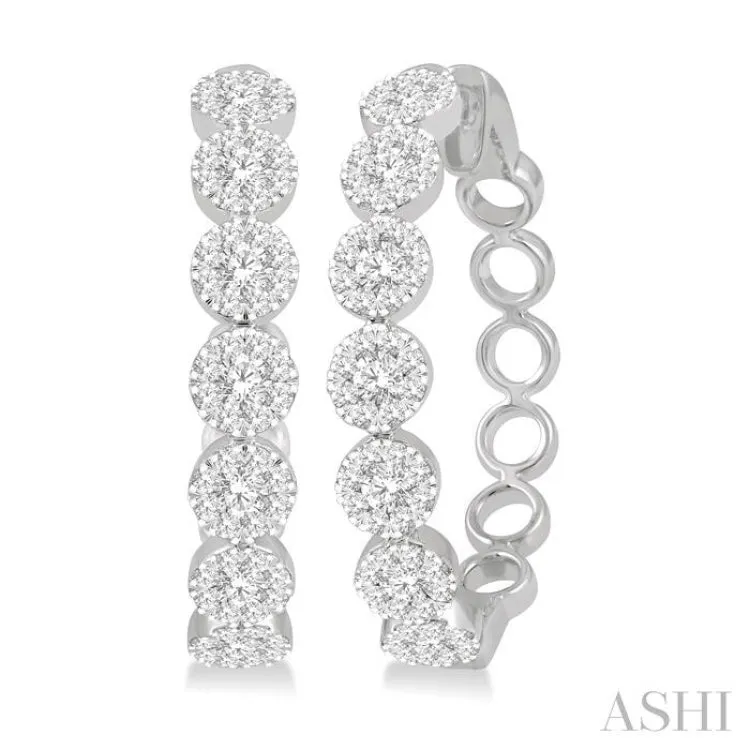 1 1/2 ctw Lovebright Round Cut Diamond Hoop Earrings in 14K White Gold