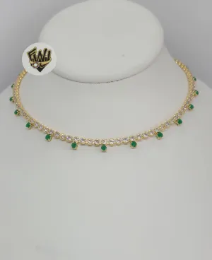 (1-6226-1) Gold Laminate - Green Zircon Tennis Necklace - BGF