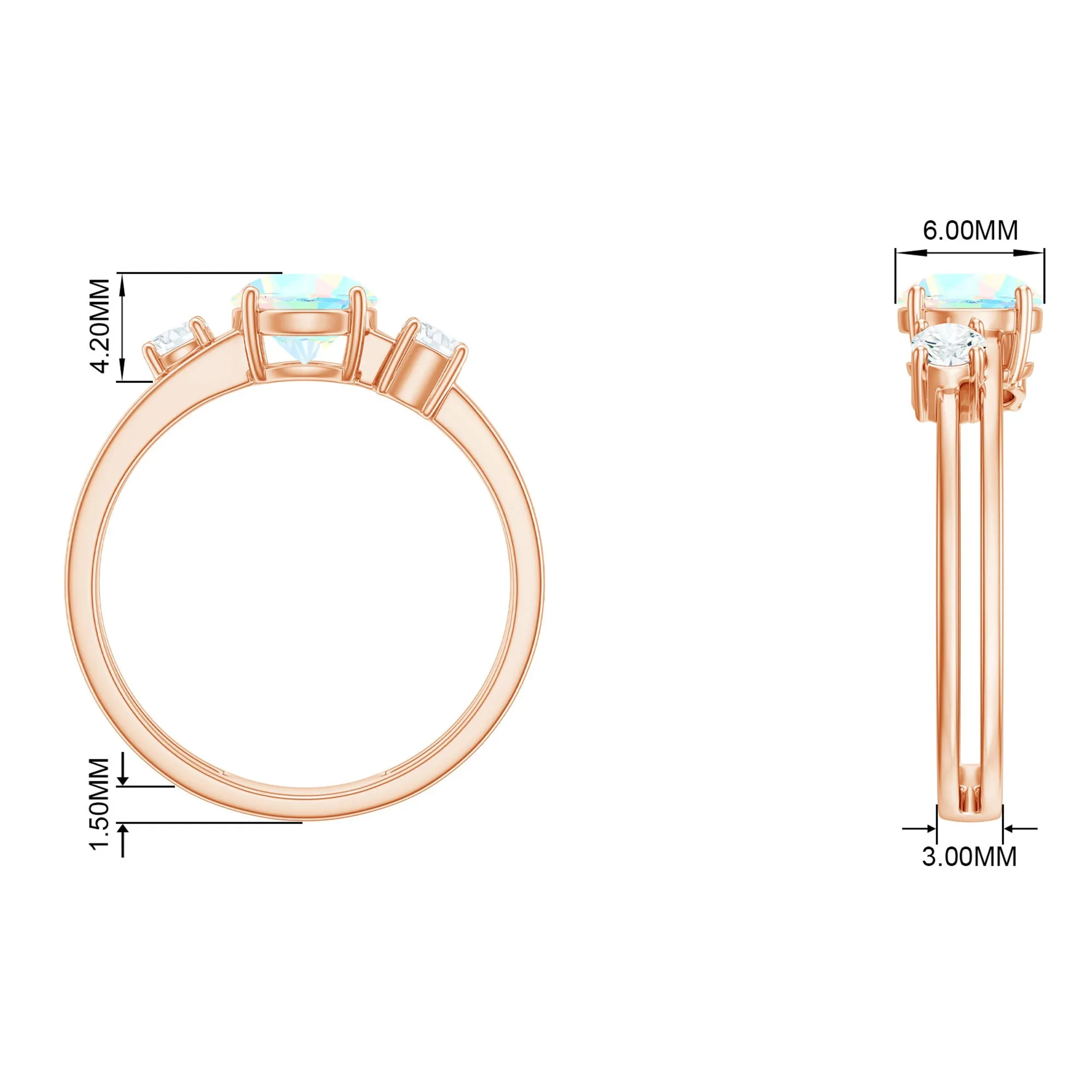 1 CT Ethiopian Opal Solitaire Engagement Ring with Diamond