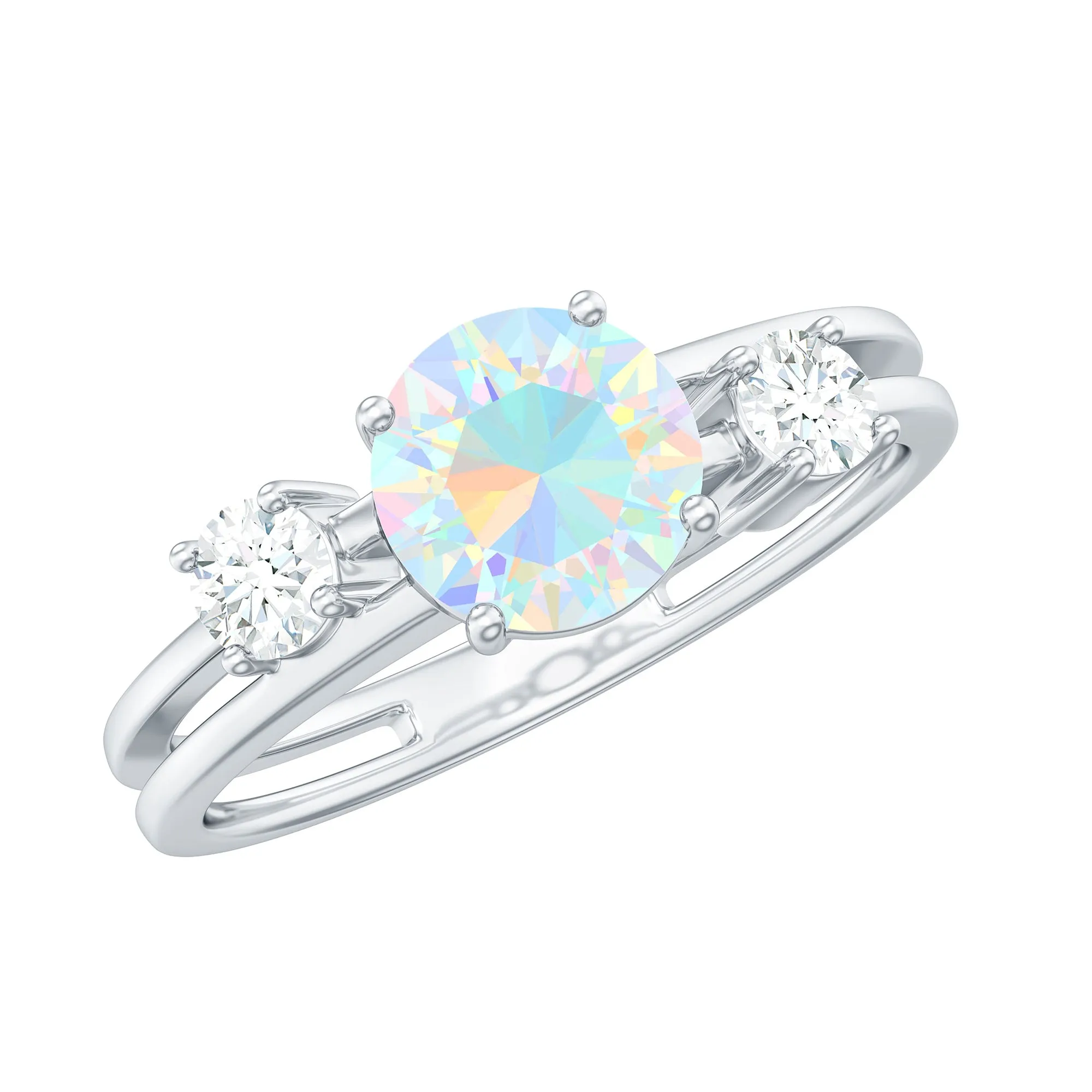 1 CT Ethiopian Opal Solitaire Engagement Ring with Diamond