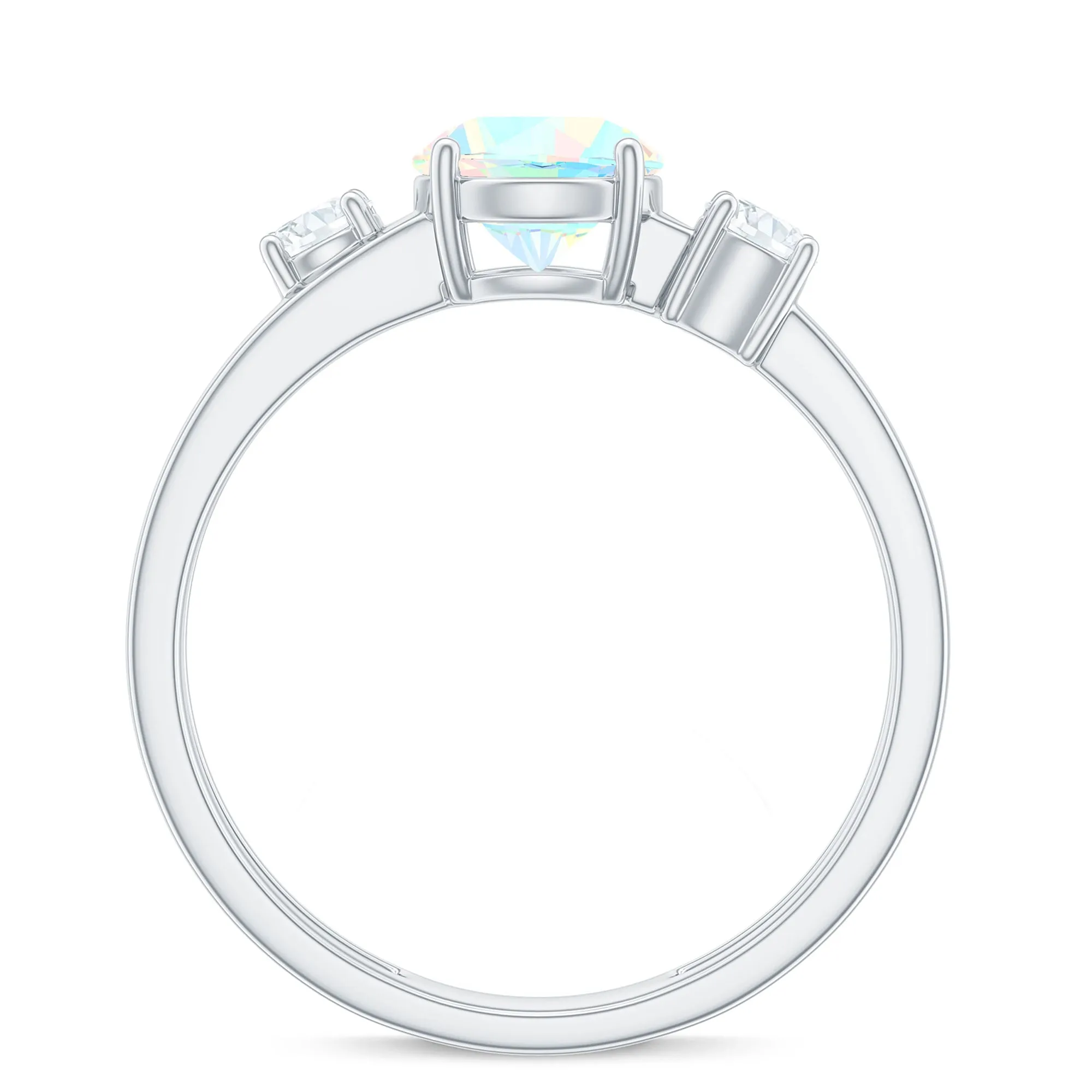 1 CT Ethiopian Opal Solitaire Engagement Ring with Diamond