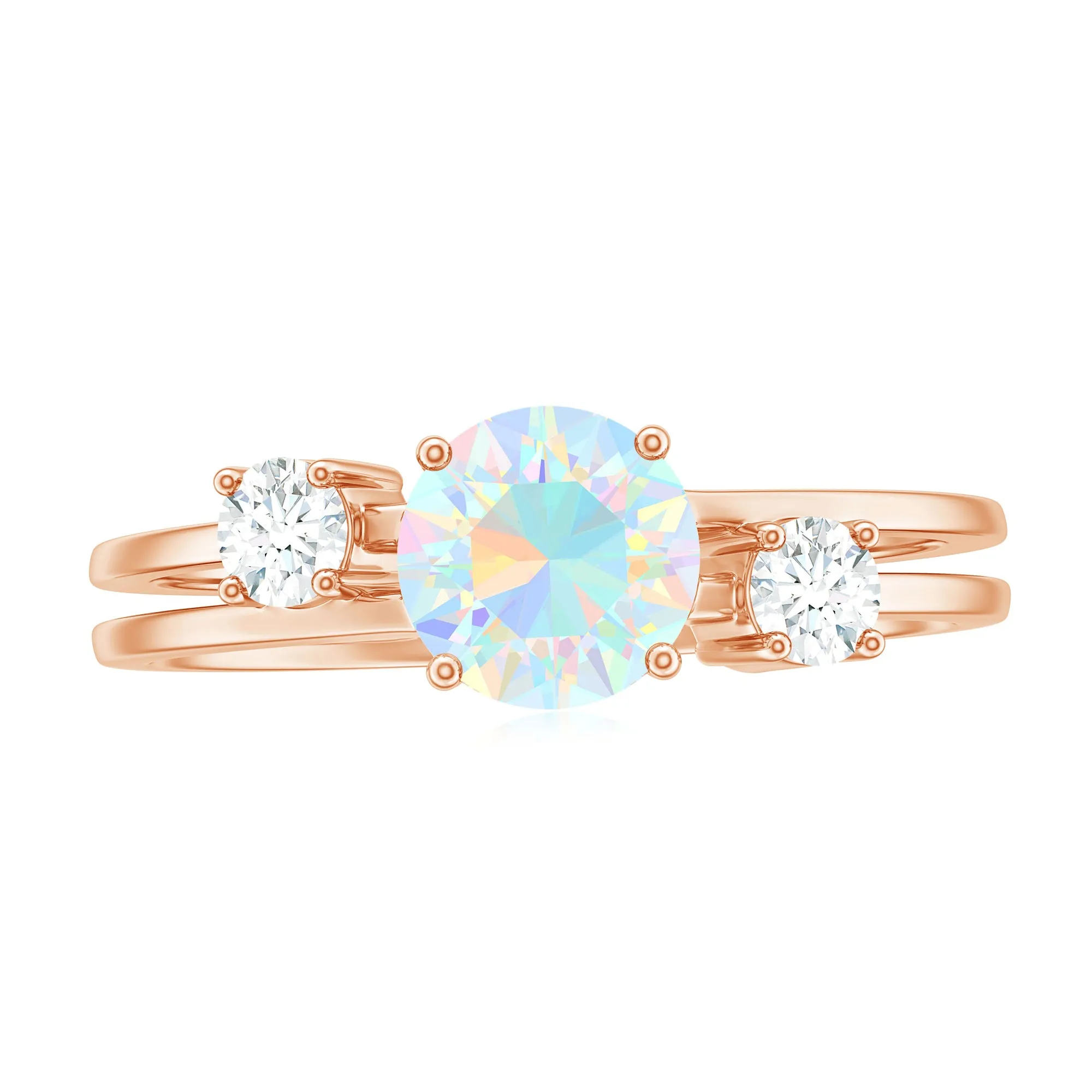 1 CT Ethiopian Opal Solitaire Engagement Ring with Diamond