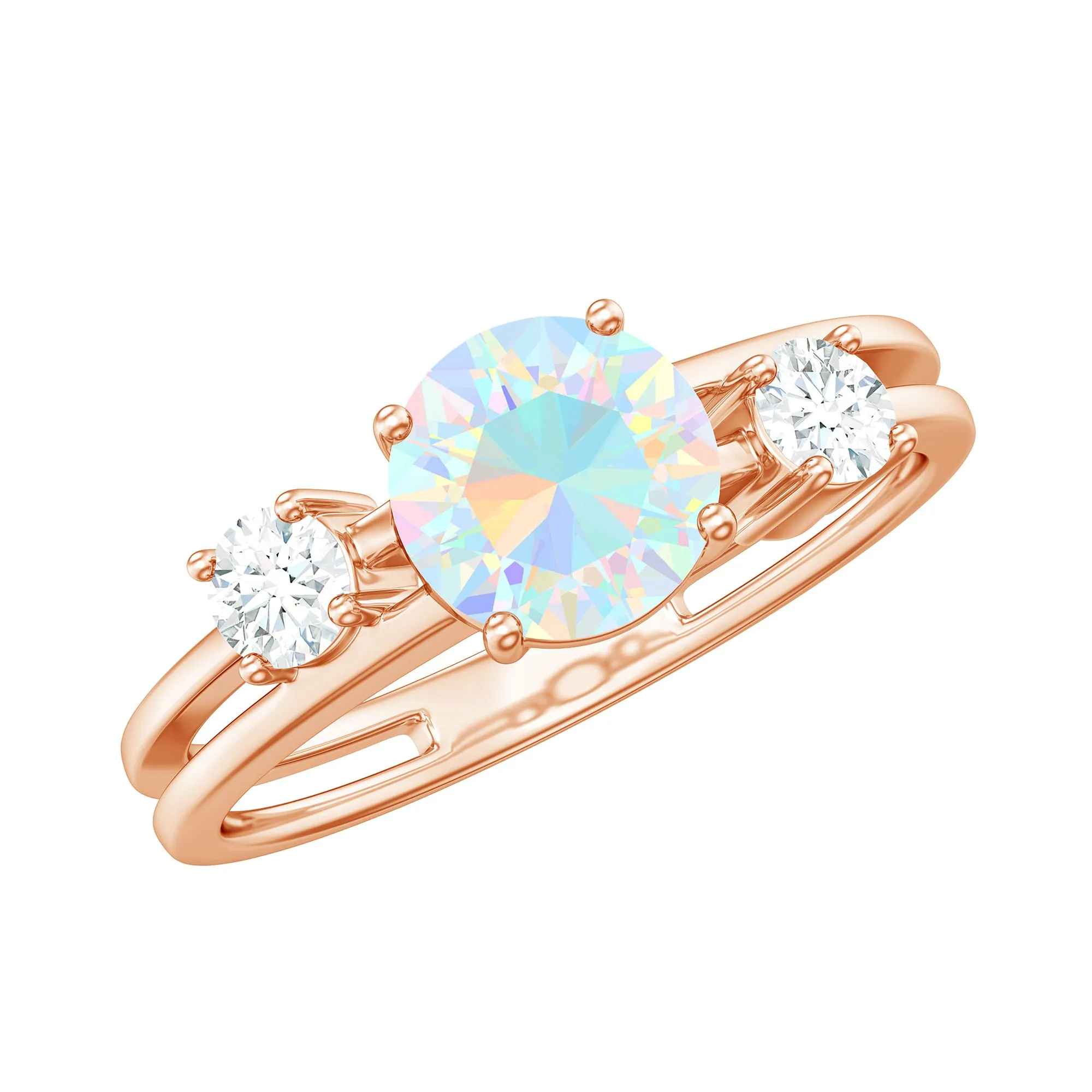 1 CT Ethiopian Opal Solitaire Engagement Ring with Diamond