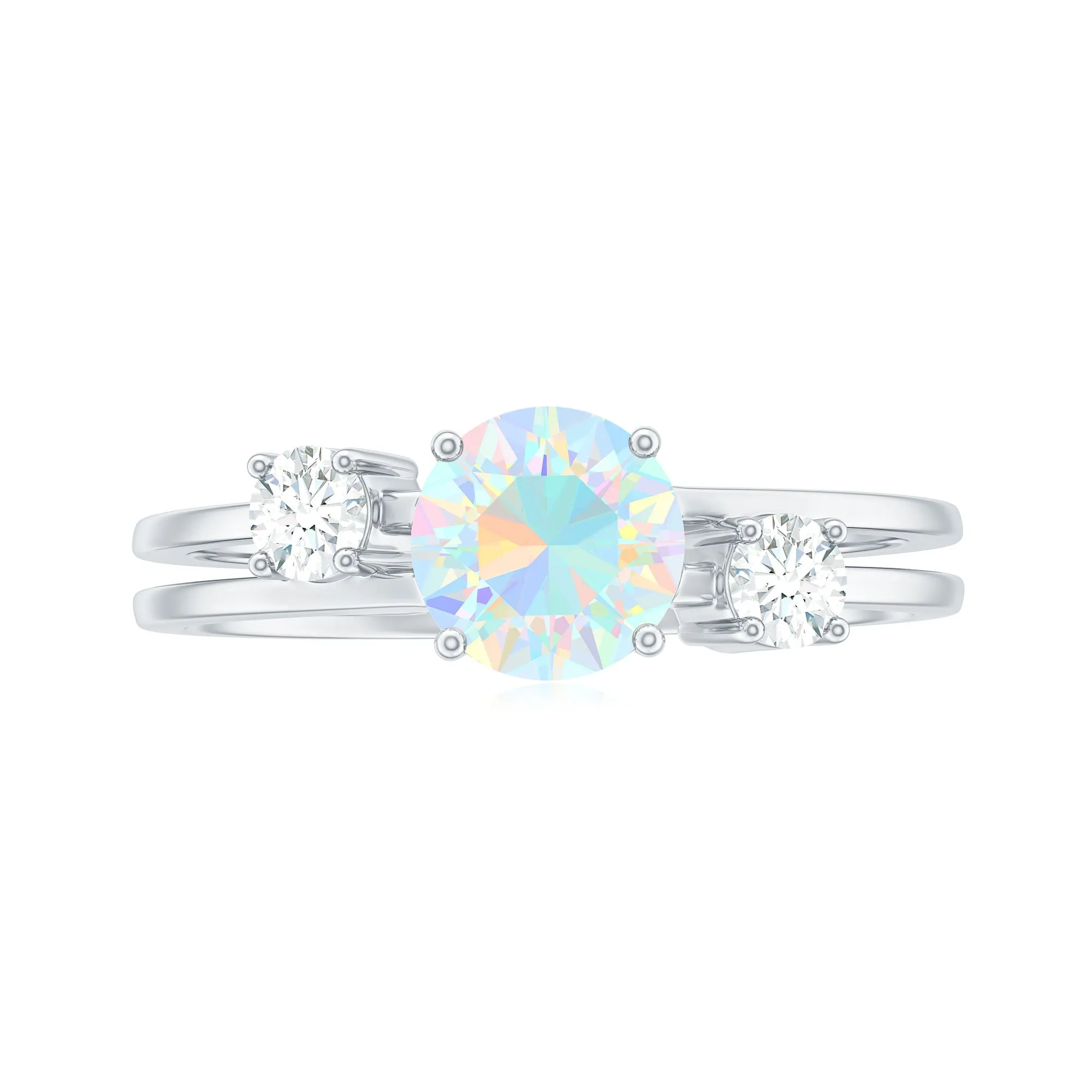 1 CT Ethiopian Opal Solitaire Engagement Ring with Diamond