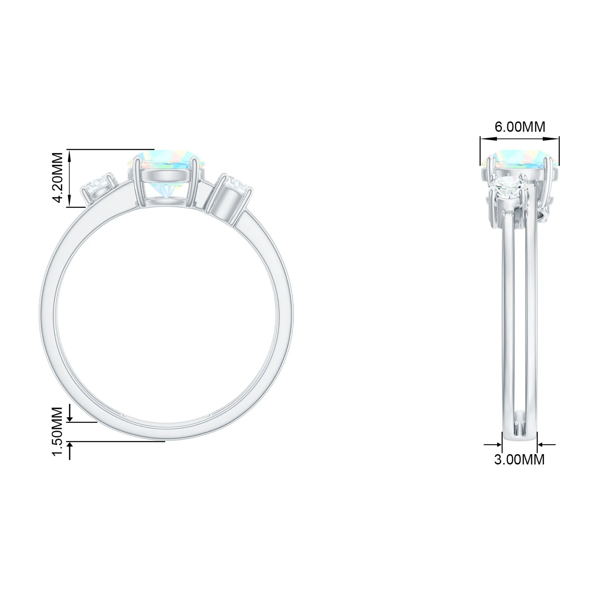 1 CT Ethiopian Opal Solitaire Engagement Ring with Diamond