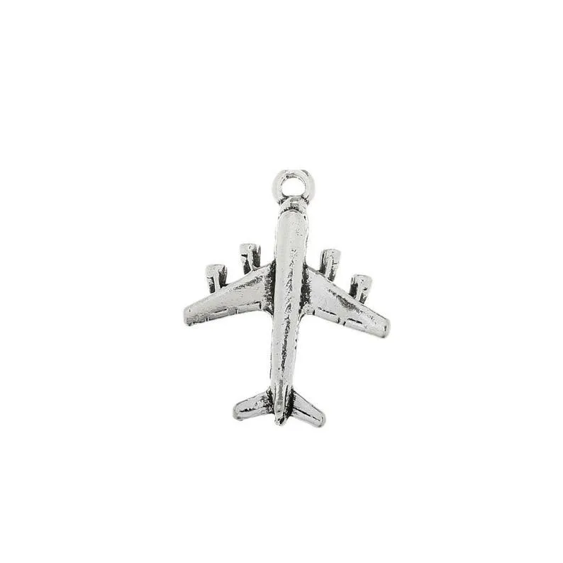 10 Pcs Tibetan Silver Aeroplane Airplane Plane Travel 30mm x 23mm Charms Pendants