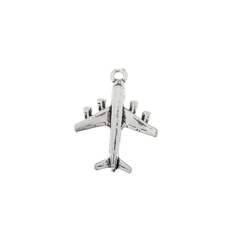 10 Pcs Tibetan Silver Aeroplane Airplane Plane Travel 30mm x 23mm Charms Pendants