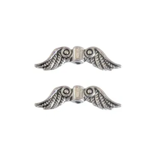 10 Pcs Tibetan Silver  Angel Wings Spacer  23mm x 7mm  3D Charms