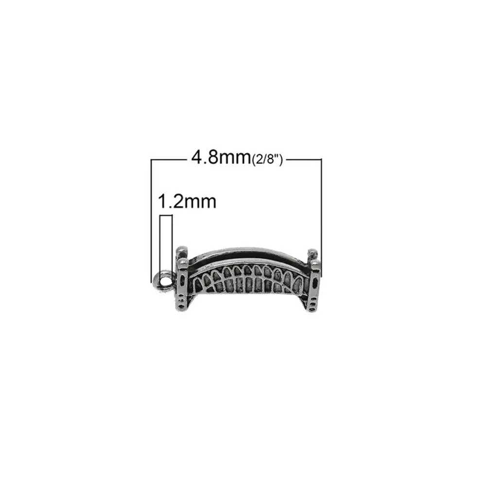 10 Pcs Tibetan Silver BRIDGE 3D 24mm x 8mm Charms Pendants, Lead & Nickel Free Metal Charms Pendants Beads