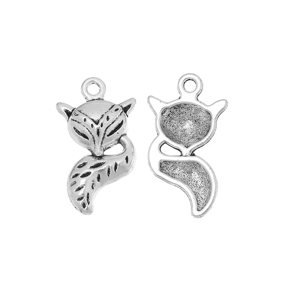 10 Pcs Tibetan Silver FOX HEAD & TAIL 24mm x 13mm Charms Pendants, Lead & Nickel Free Metal Charms Pendants Beads