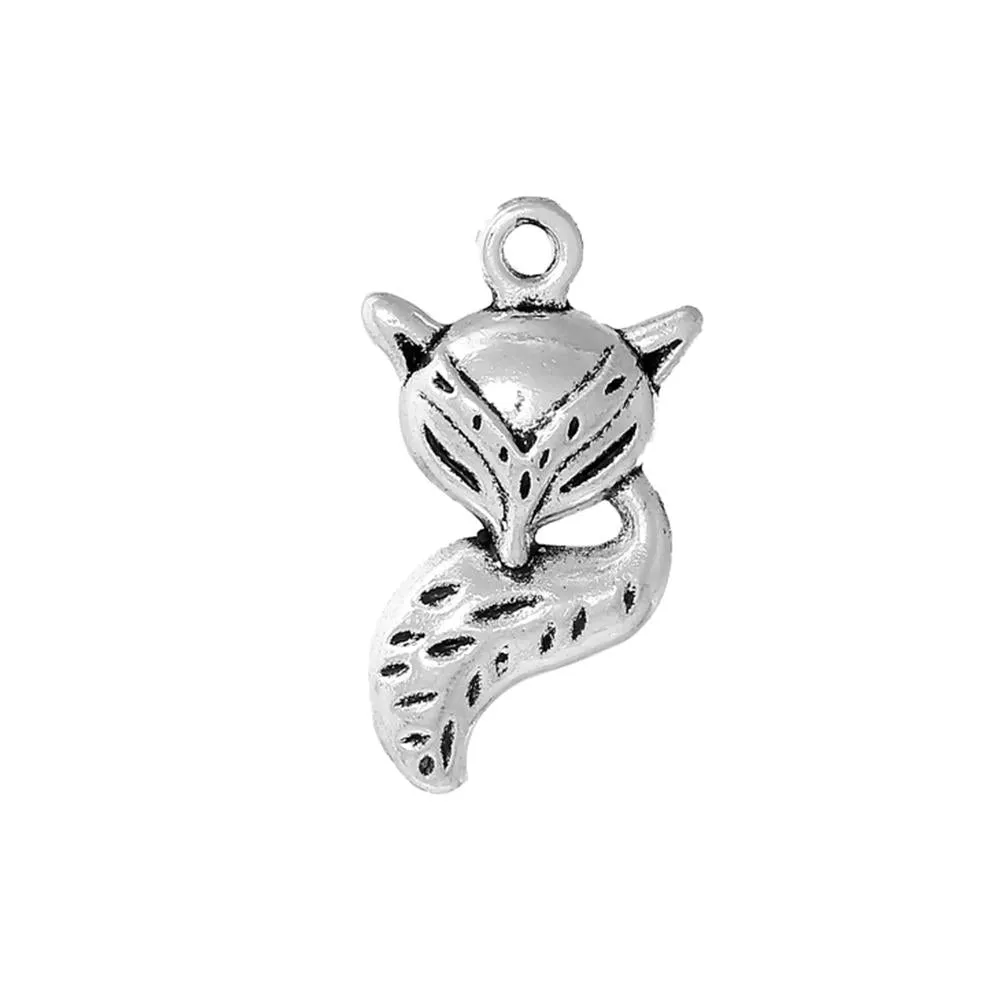 10 Pcs Tibetan Silver FOX HEAD & TAIL 24mm x 13mm Charms Pendants, Lead & Nickel Free Metal Charms Pendants Beads