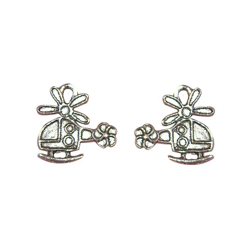 10 Pcs Tibetan Silver Helicopter Chopper Whirlybird 18mm x 18mm Charms Pendants