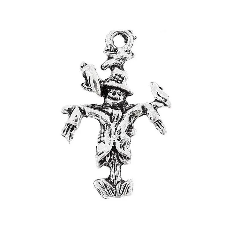 10 Pcs Tibetan Silver Scarecrow Garden Farm Halloween 25X15mm Charms Pendants