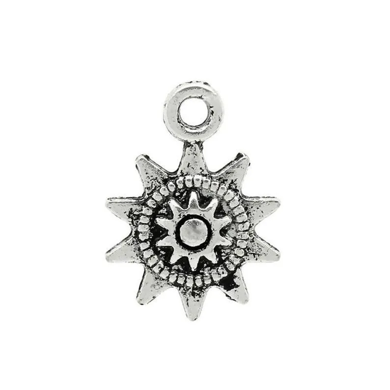 10 Pcs Tibetan Silver SUN CARVED 17mm x 13mm Charms Pendants, Lead & Nickel Free Metal Charms Pendants Beads