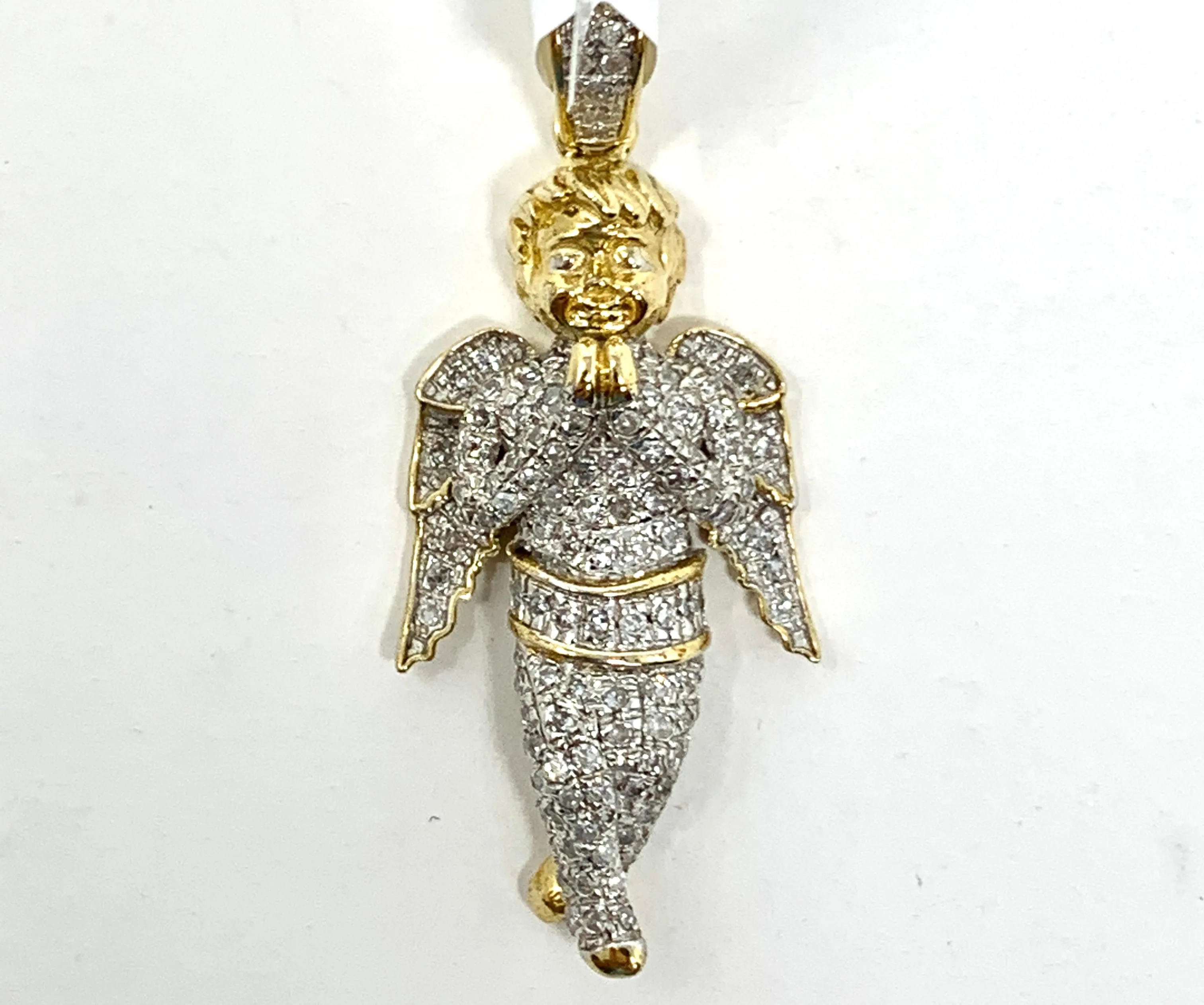 10K 0.15CT Yellow Gold Angel Pendant Charm