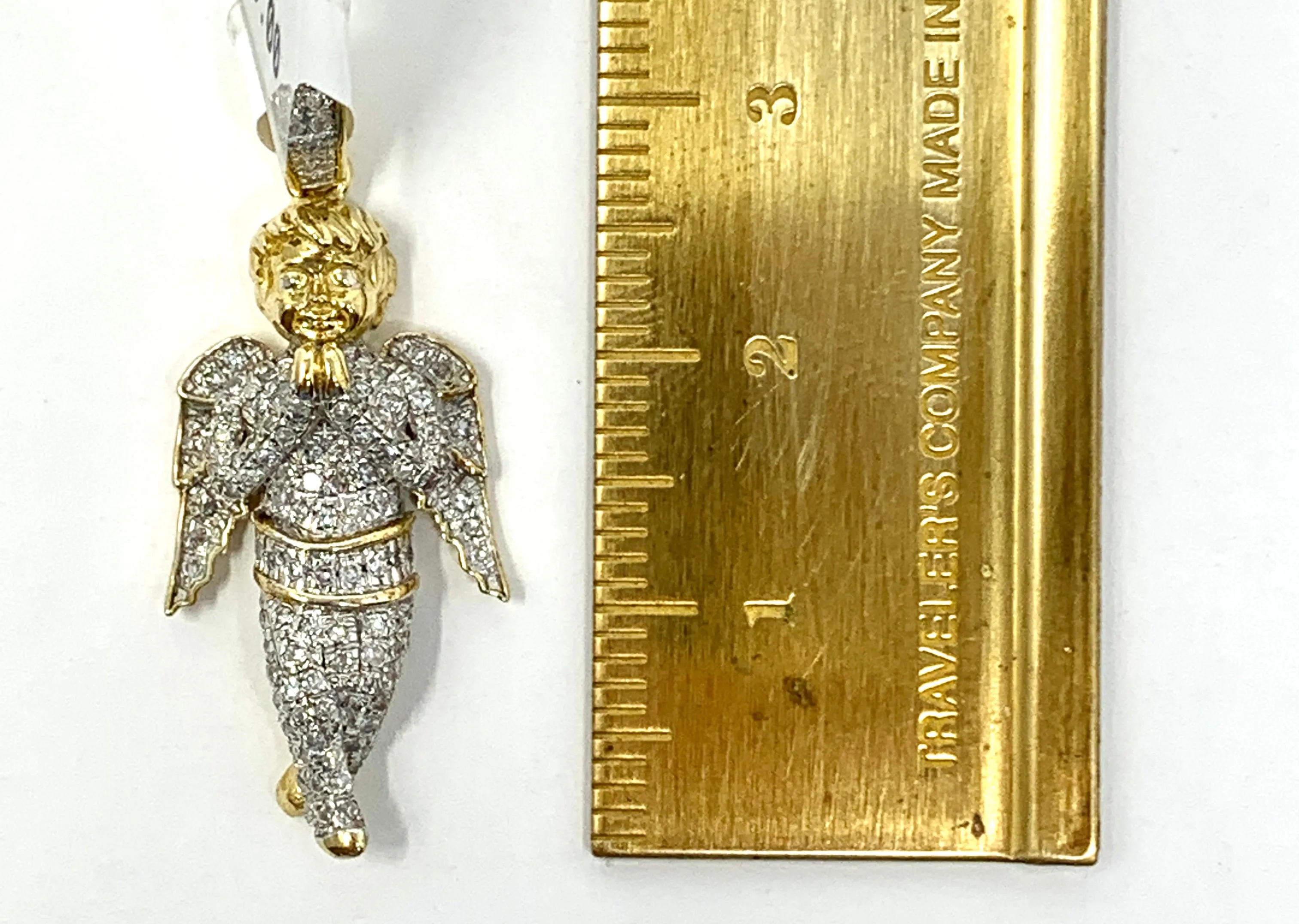 10K 0.15CT Yellow Gold Angel Pendant Charm