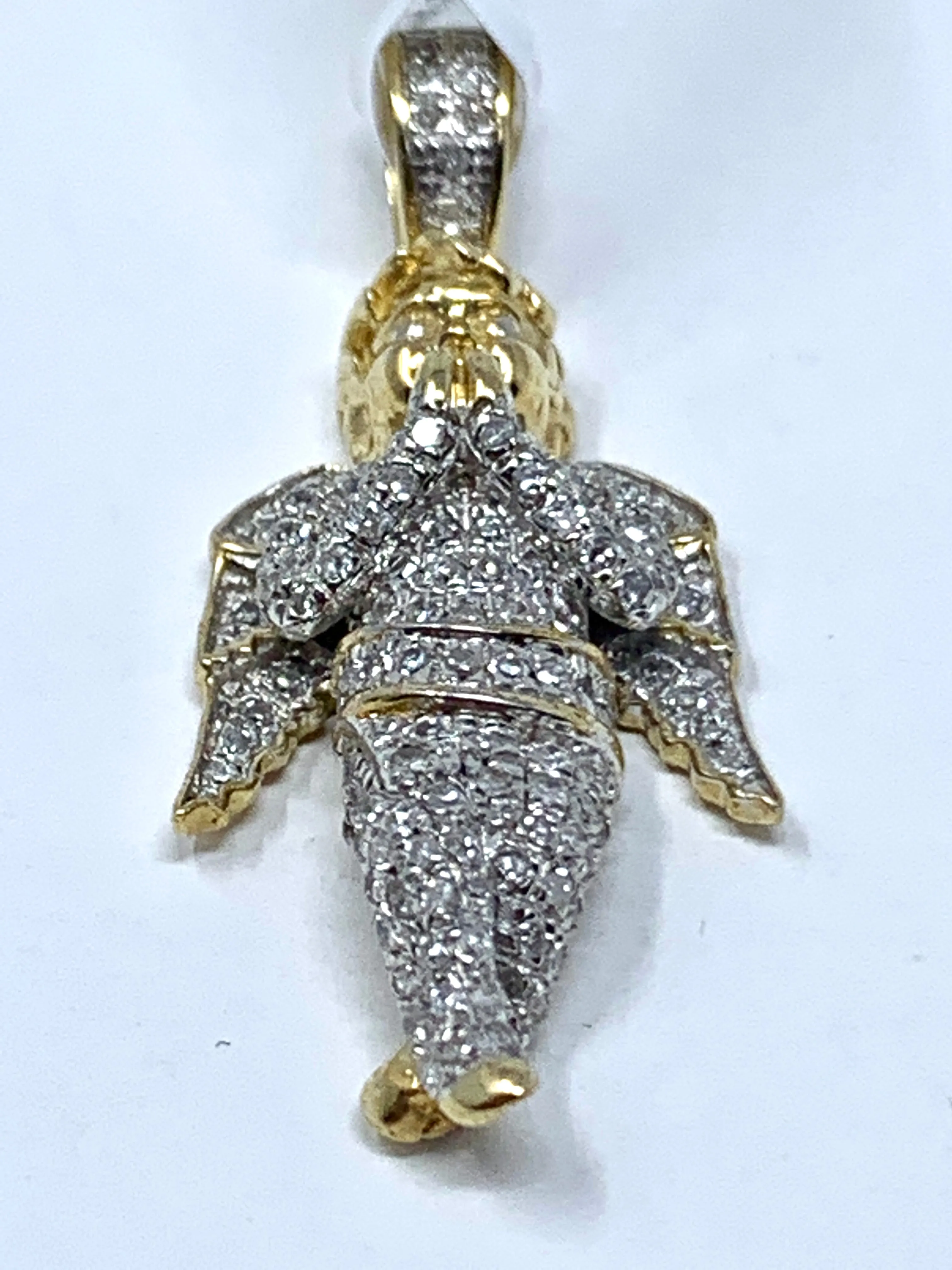 10K 0.15CT Yellow Gold Angel Pendant Charm