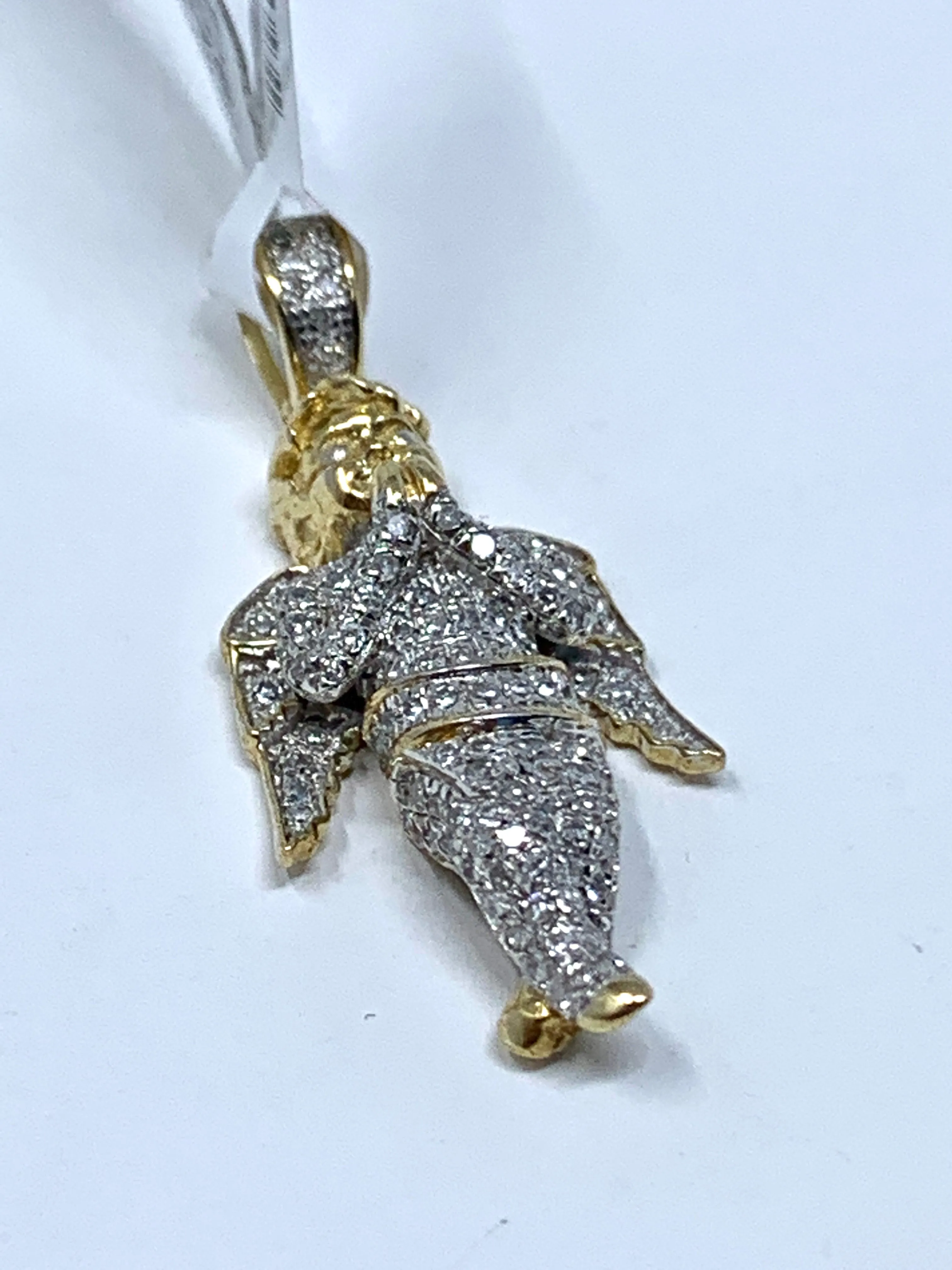 10K 0.15CT Yellow Gold Angel Pendant Charm