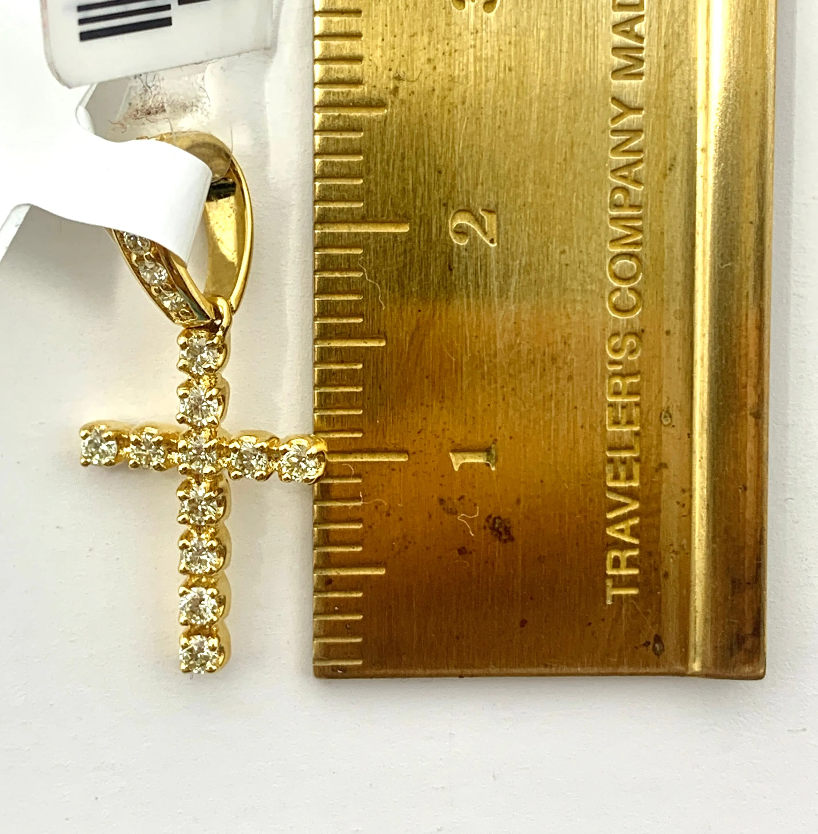 10K 0.25CT Yellow Gold Cross Pendant Charm