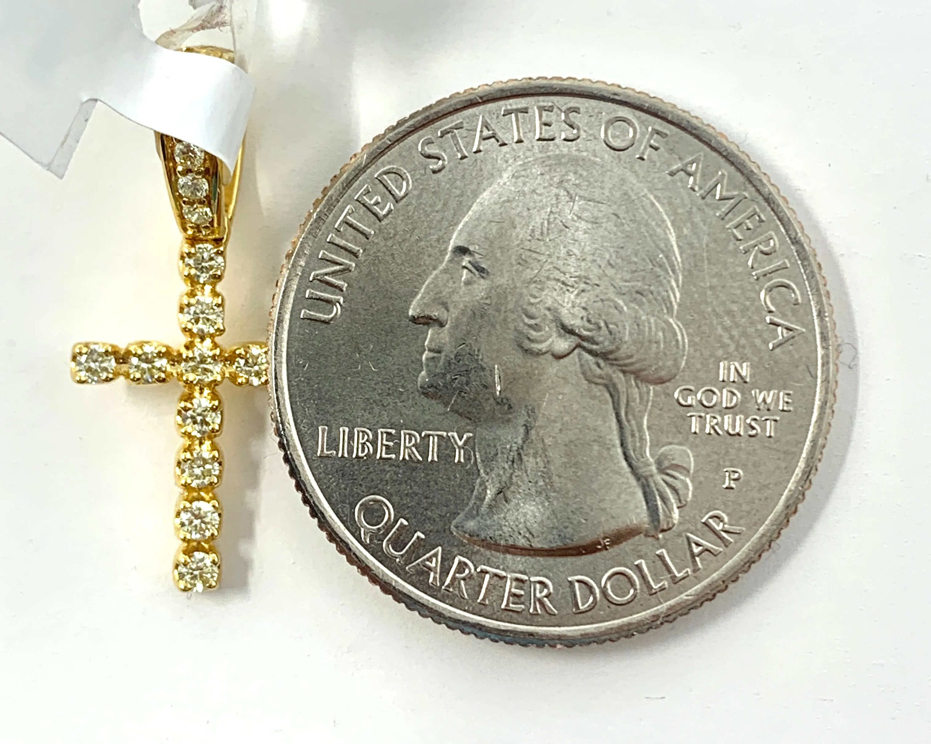 10K 0.25CT Yellow Gold Cross Pendant Charm