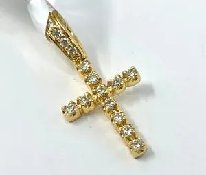 10K 0.25CT Yellow Gold Cross Pendant Charm