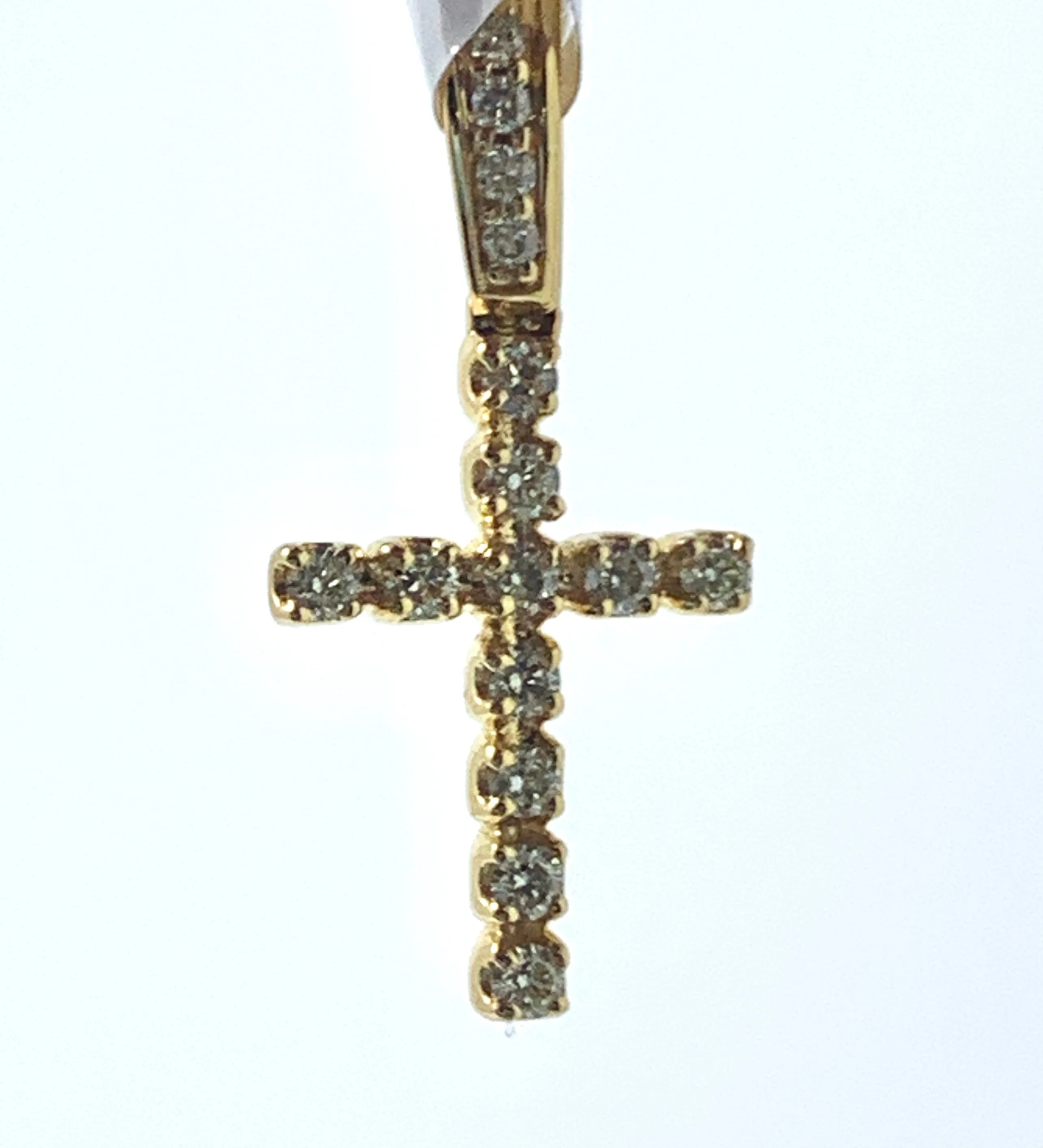 10K 0.25CT Yellow Gold Cross Pendant Charm