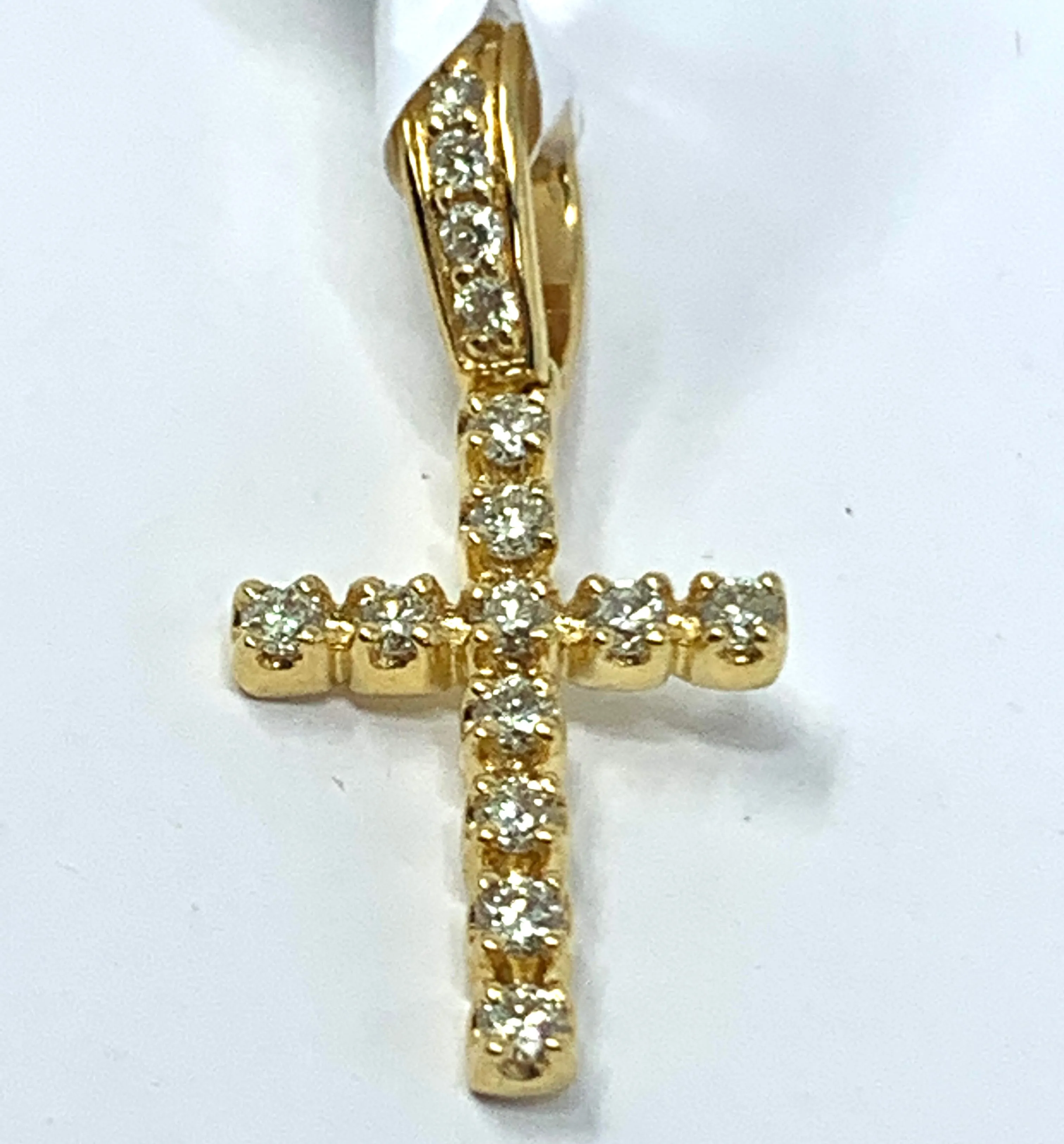 10K 0.25CT Yellow Gold Cross Pendant Charm