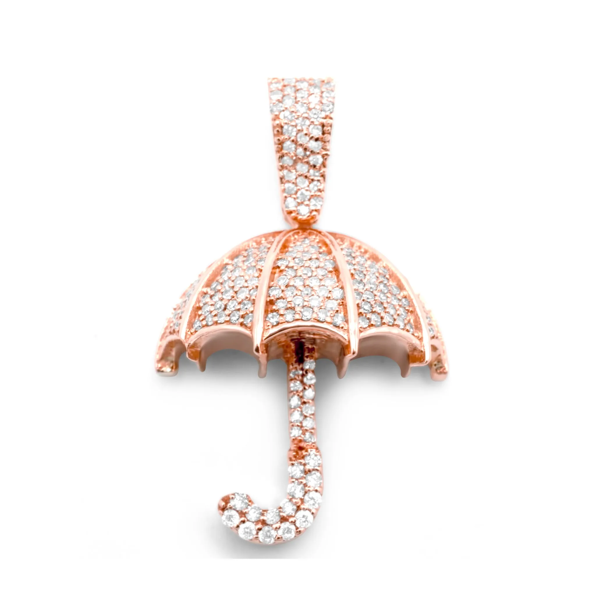 10K Rose Gold Umbrella Diamond Pendant 0.45CTW