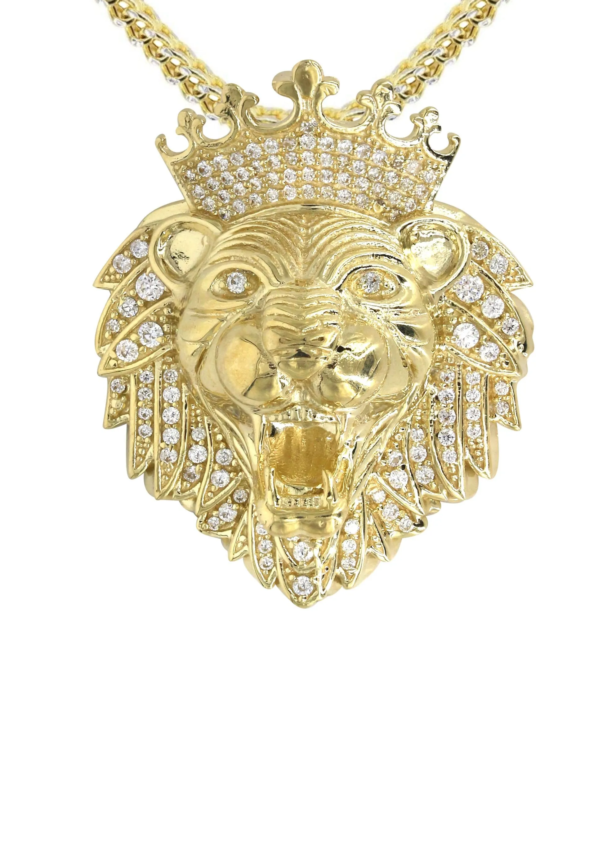 10K Yellow Gold Lion Head Necklace | Appx 22.5 Grams