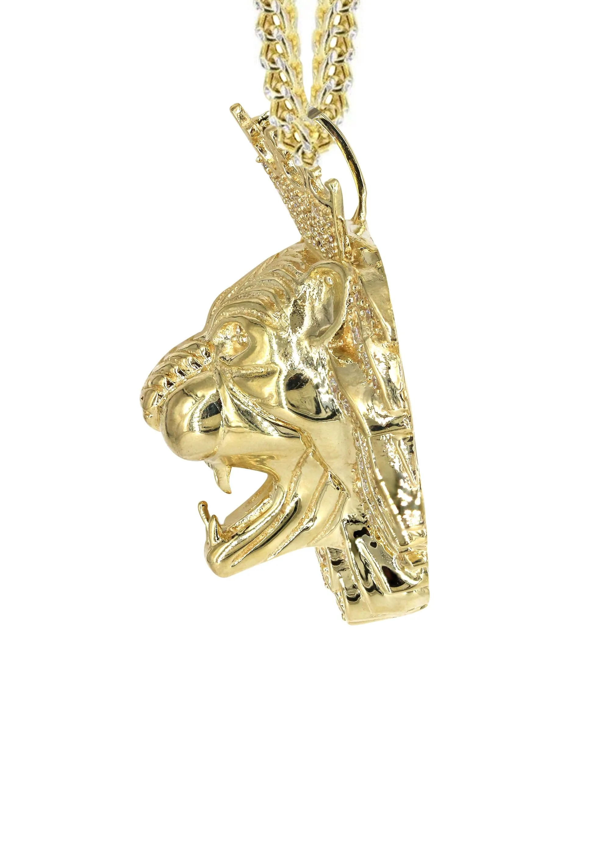 10K Yellow Gold Lion Head Necklace | Appx 22.5 Grams