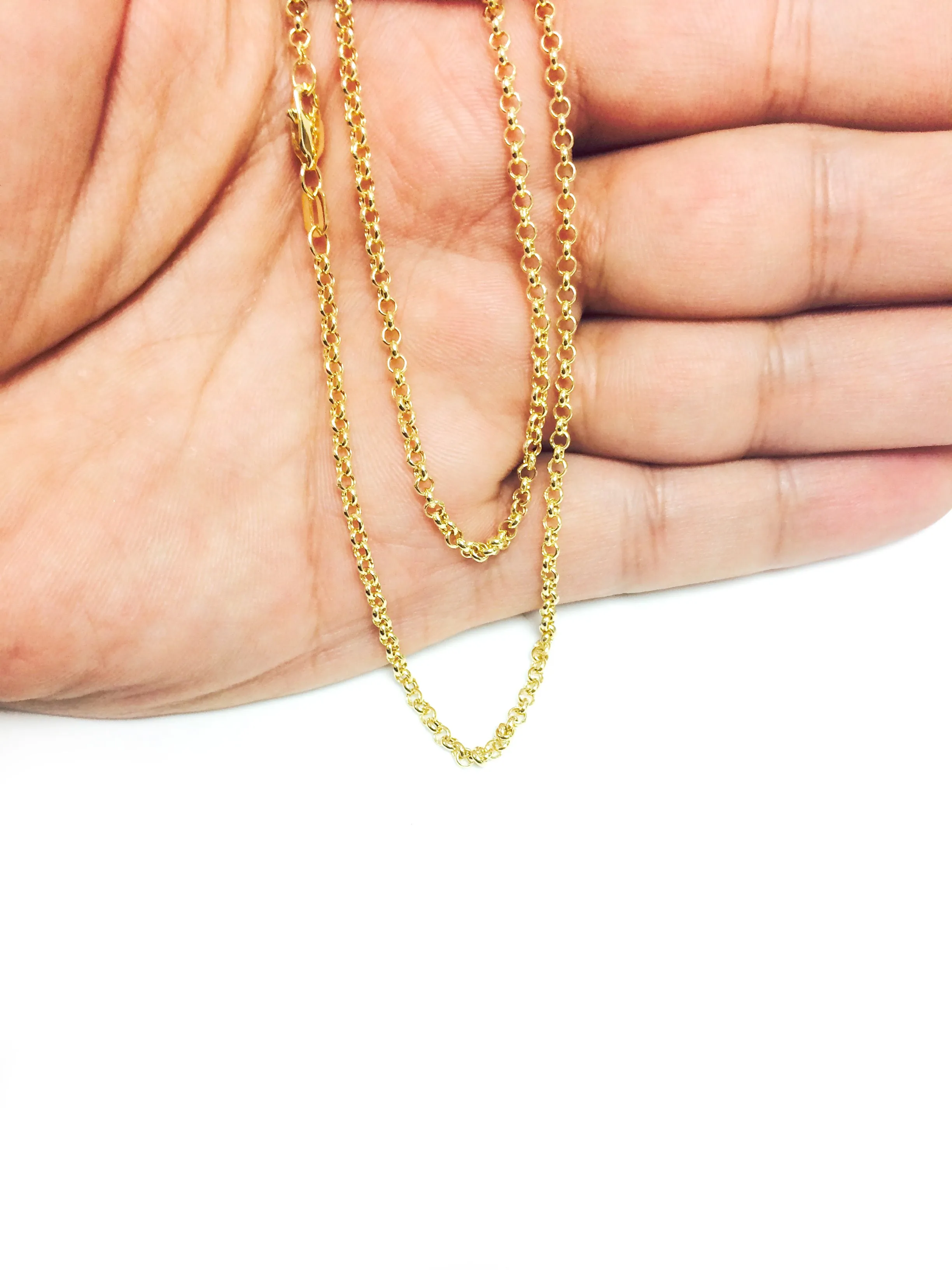 10k Yellow Gold Round Rolo Link Chain Necklace, 2.3mm