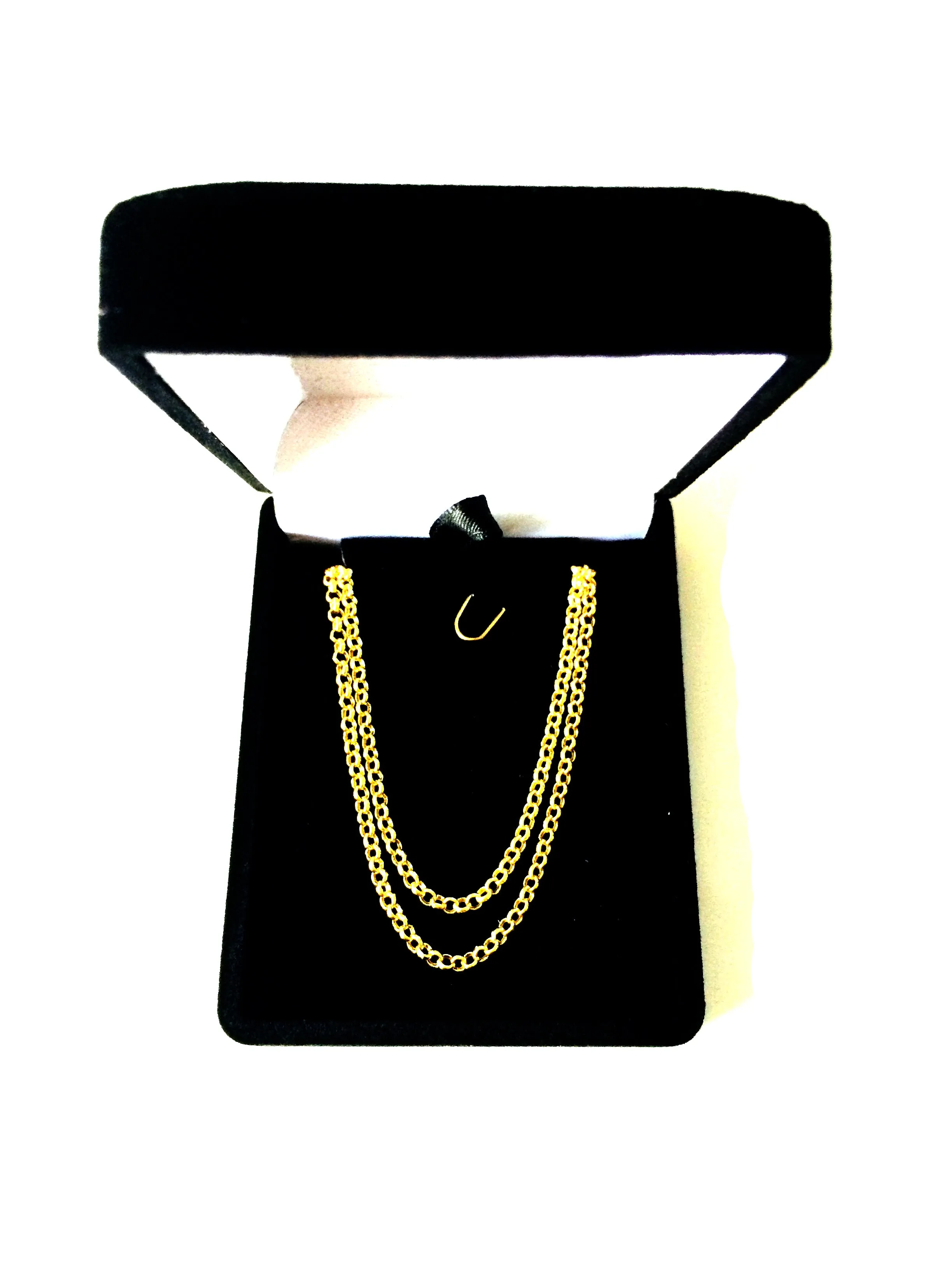 10k Yellow Gold Round Rolo Link Chain Necklace, 2.3mm