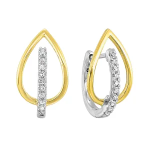 10K Yellow-White 1/8cttw Diamond Huggie Style Earrings