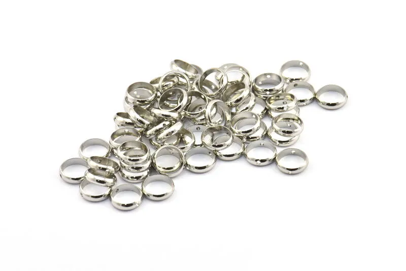 10mm Circle Connector, 25 Silver Tone Circle Ring Connector With 2 Holes, Findings (10x2.5mm) BS 1851 H0509