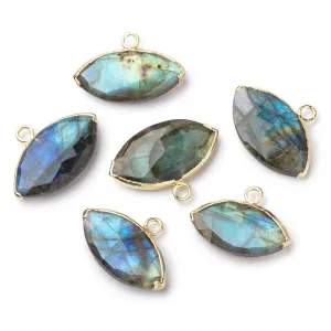 10x19-11x21mm Gold Leafed Labradorite Faceted Marquise 1 Focal Pendant