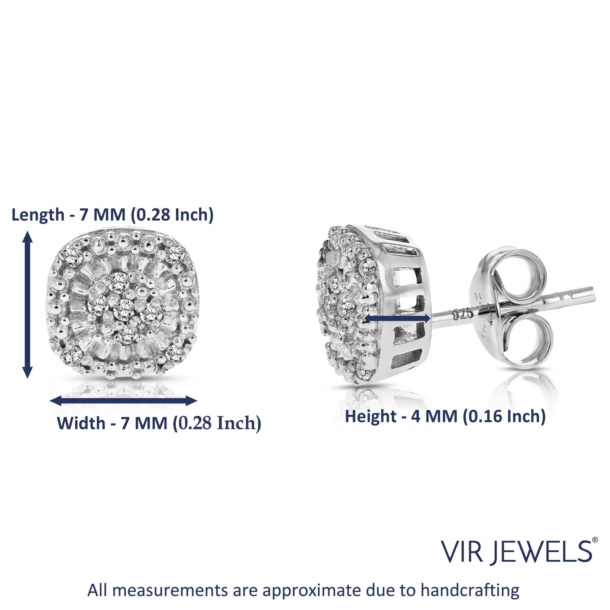 1/10 cttw Diamond Earrings .925 Sterling Silver with Rhodium Plating