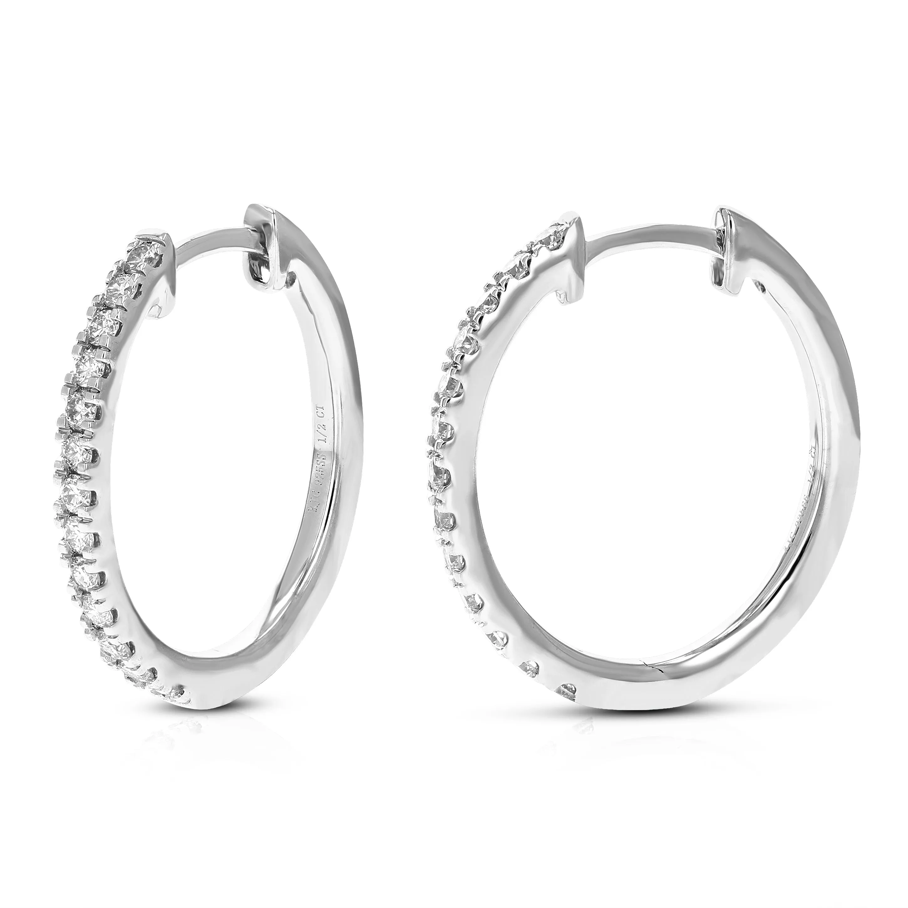 1/2 cttw Lab Grown Diamond Prong Hoop Earrings in Sterling Silver