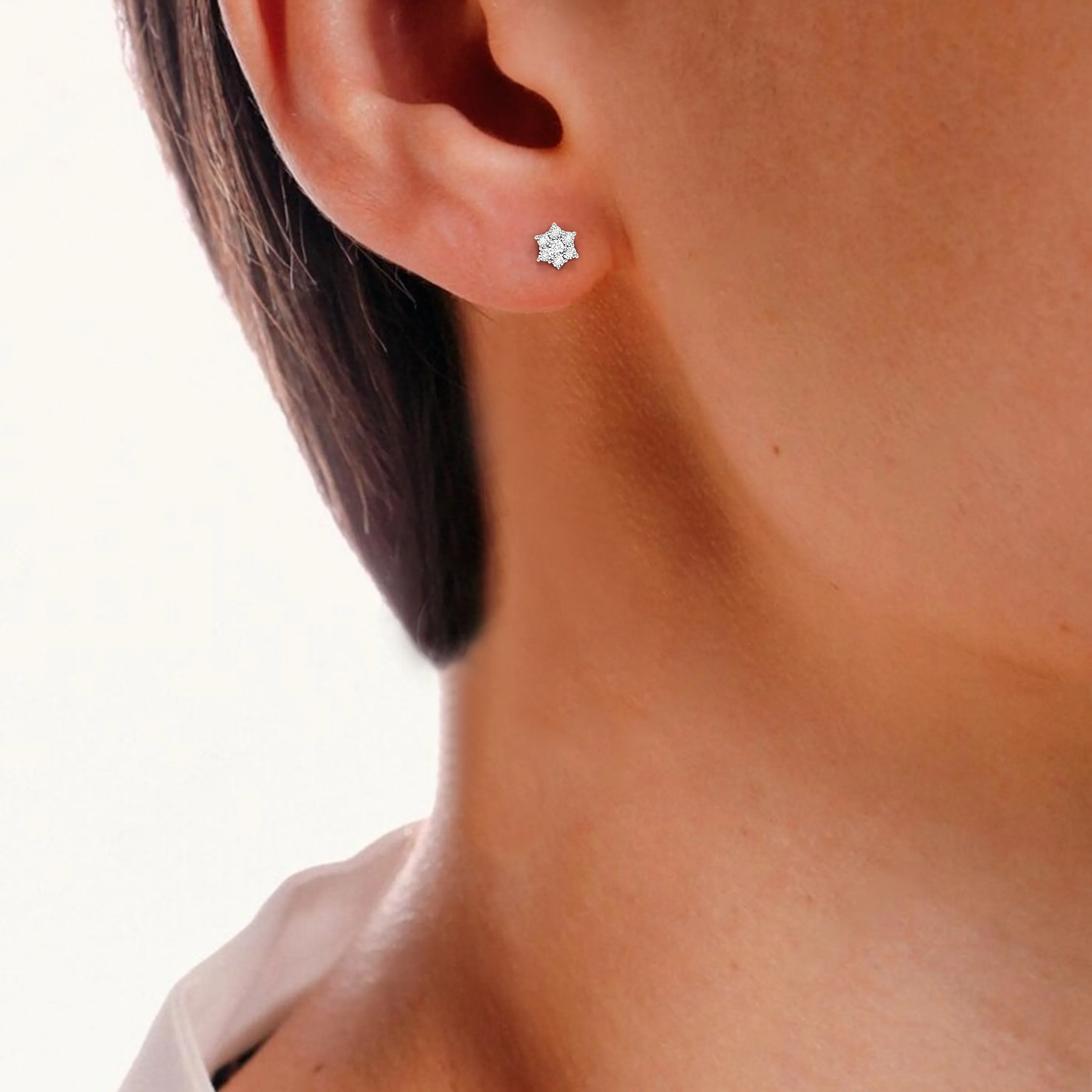 1/3 cttw Diamond Flower Composite Stud Earrings in Sterling Silver