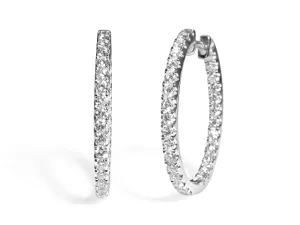 1.30CT TW Ladies Diamond Hoop Earrings