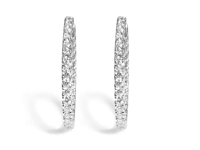 1.30CT TW Ladies Diamond Hoop Earrings