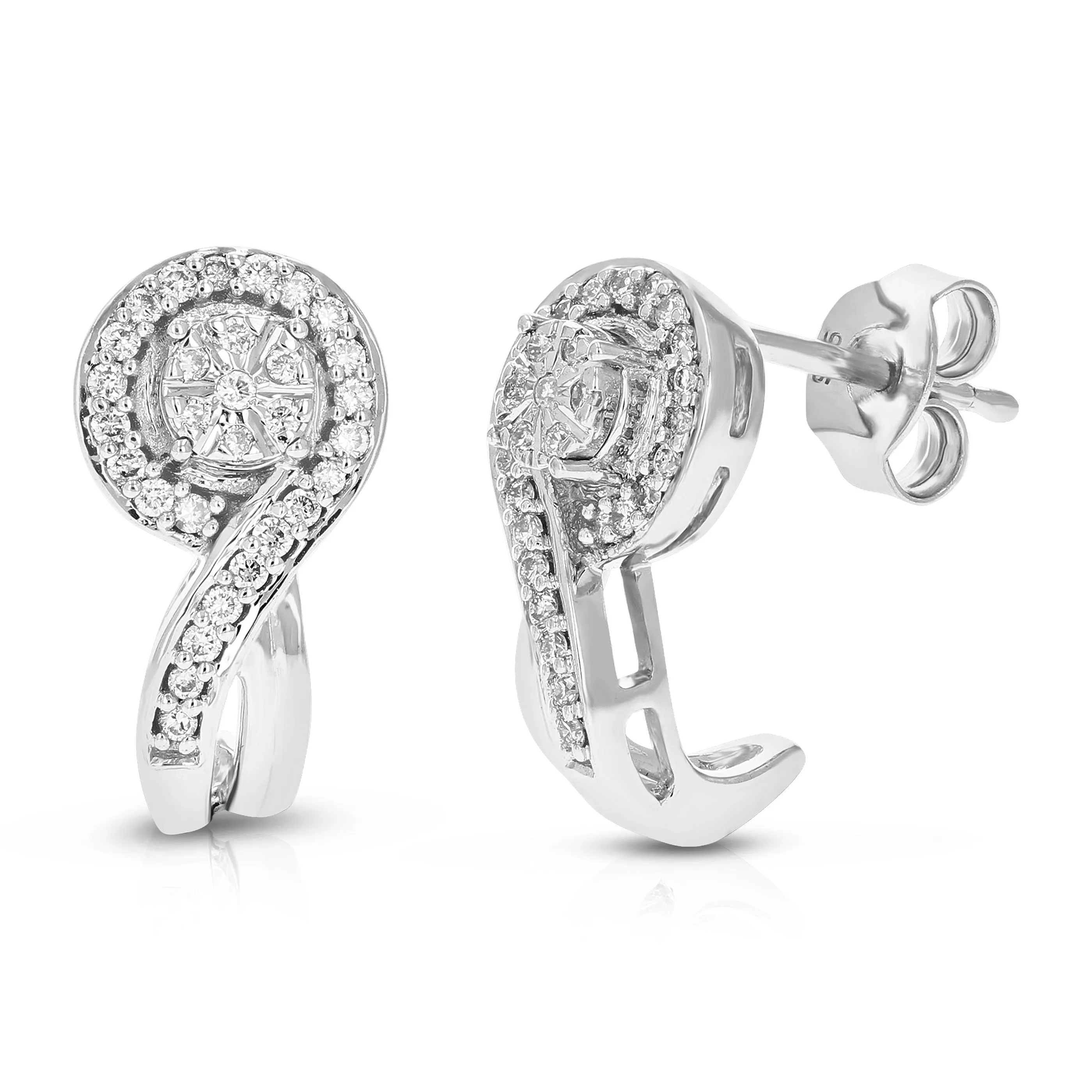 1/4 cttw 60 Stones Round Lab Grown Diamond Dangle Earrings .925 Sterling Silver prong Set 2/3 Inch