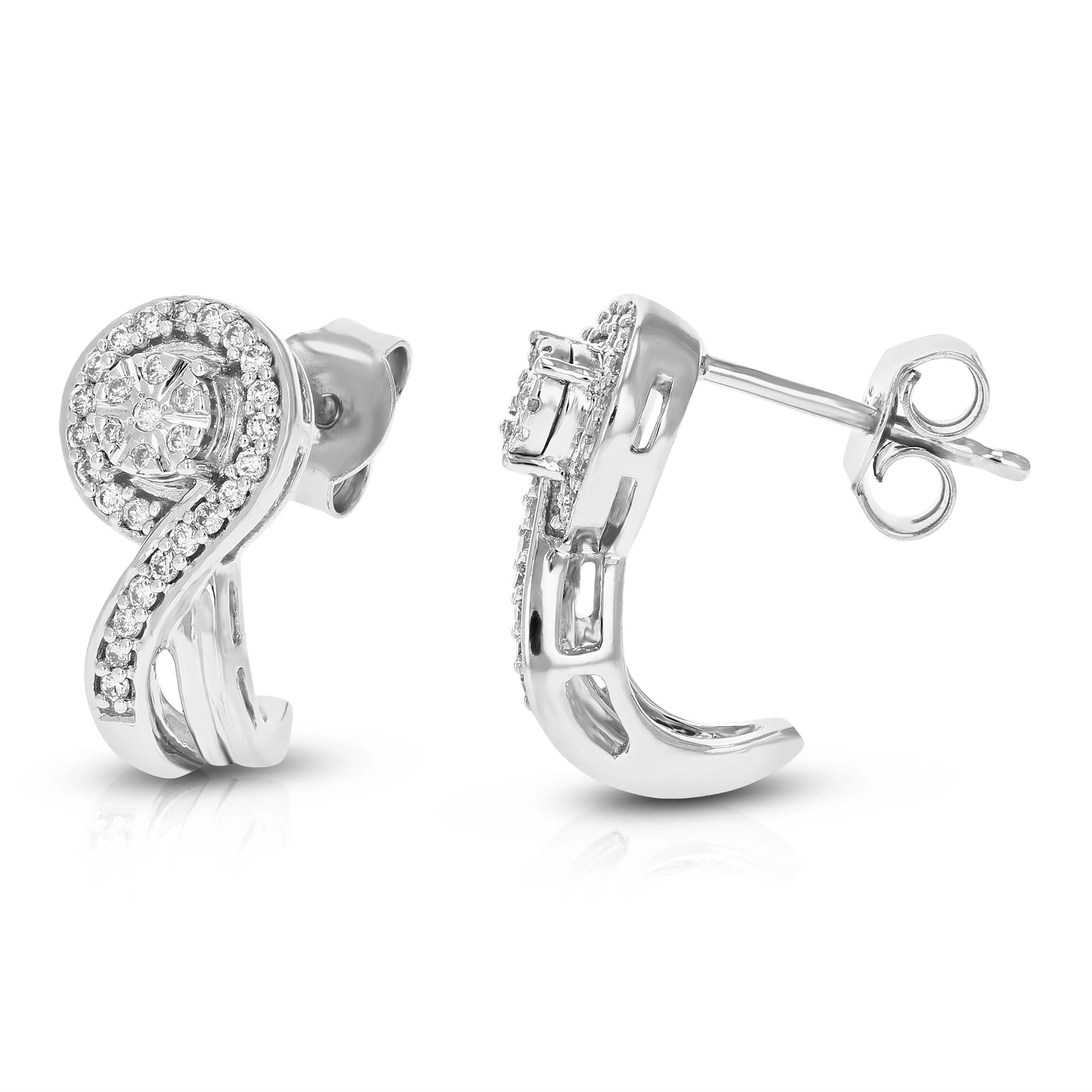 1/4 cttw 60 Stones Round Lab Grown Diamond Dangle Earrings .925 Sterling Silver prong Set 2/3 Inch