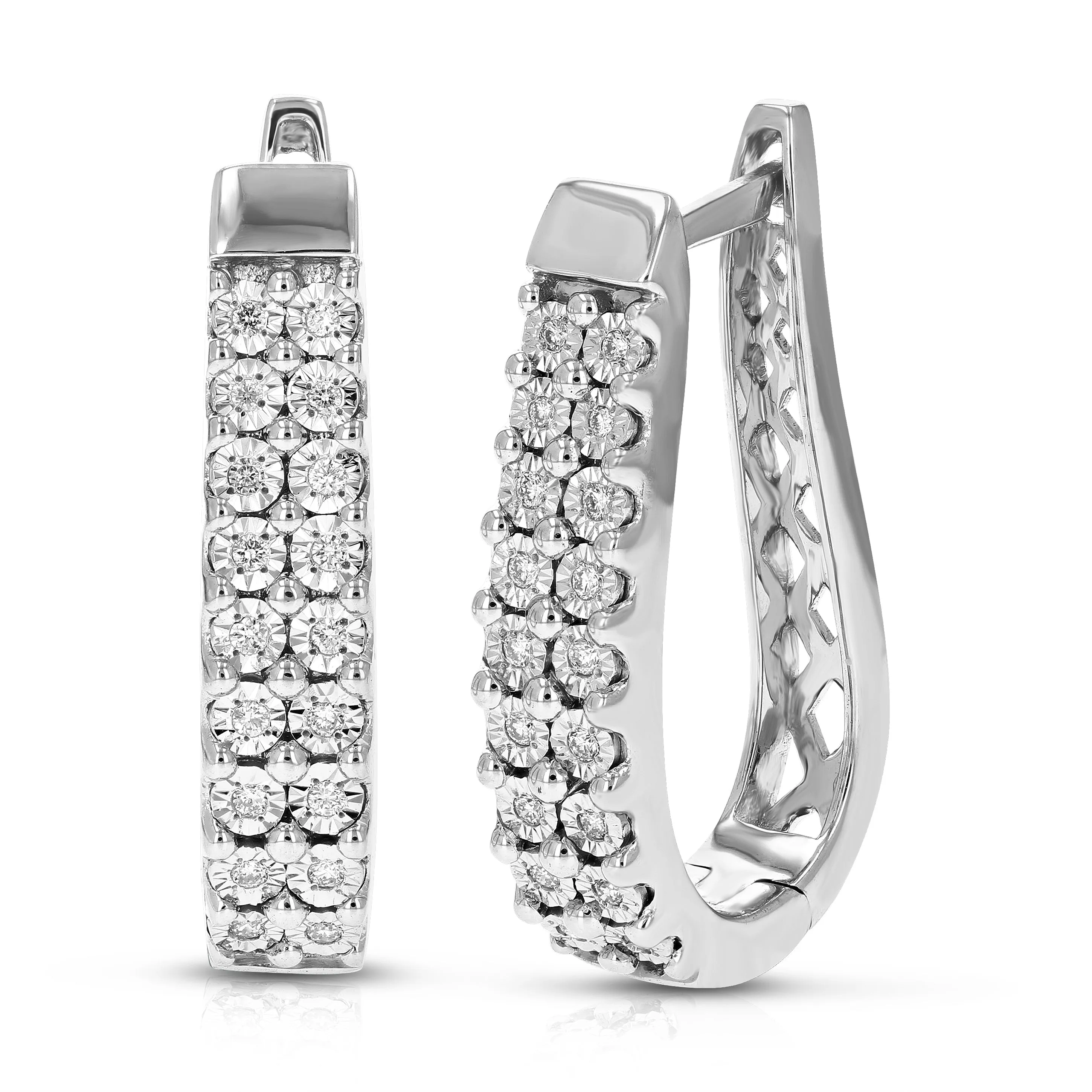 1/4 cttw Round Lab Grown Diamond Hoop Earrings in .925 Sterling Silver Prong Set 1 Inch