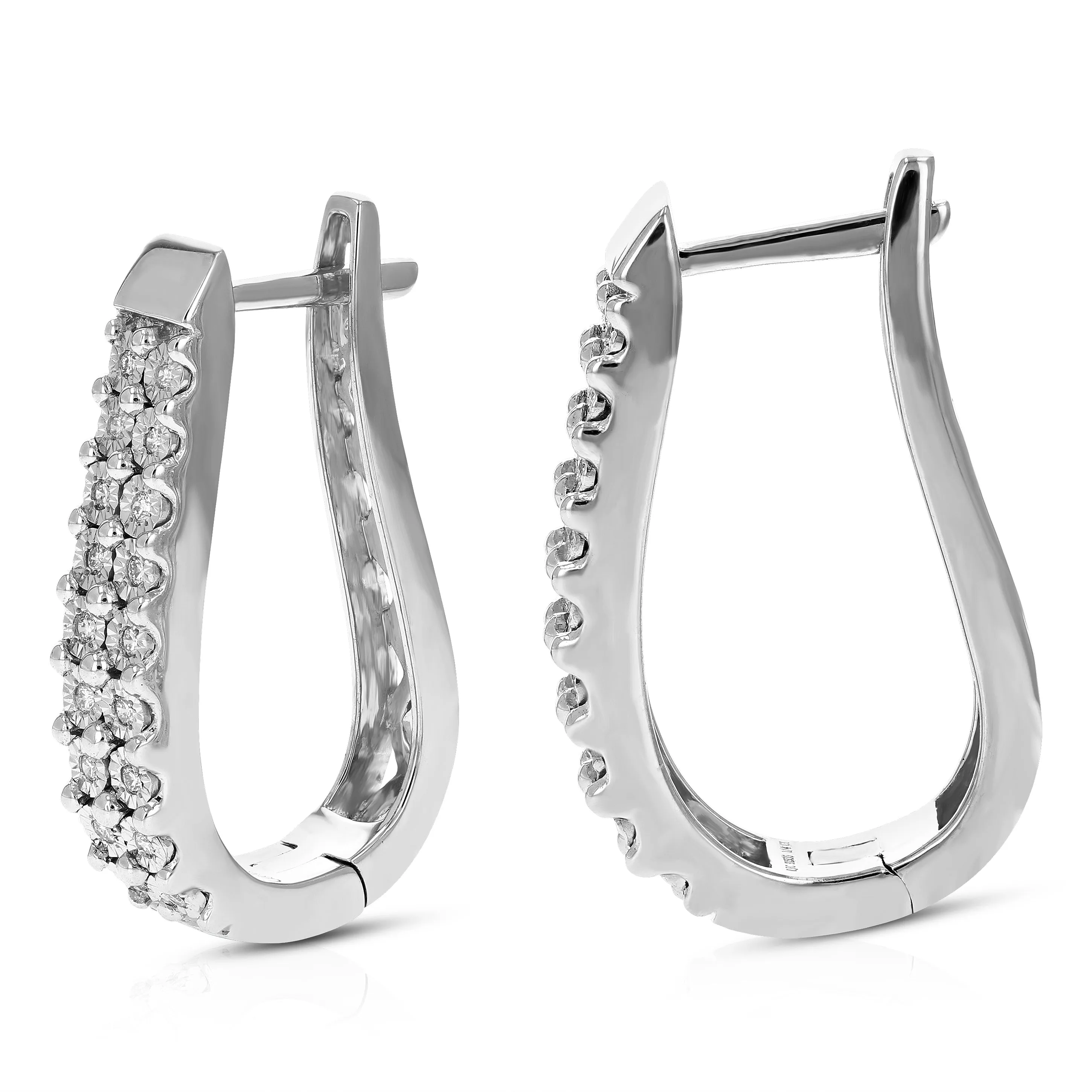 1/4 cttw Round Lab Grown Diamond Hoop Earrings in .925 Sterling Silver Prong Set 1 Inch