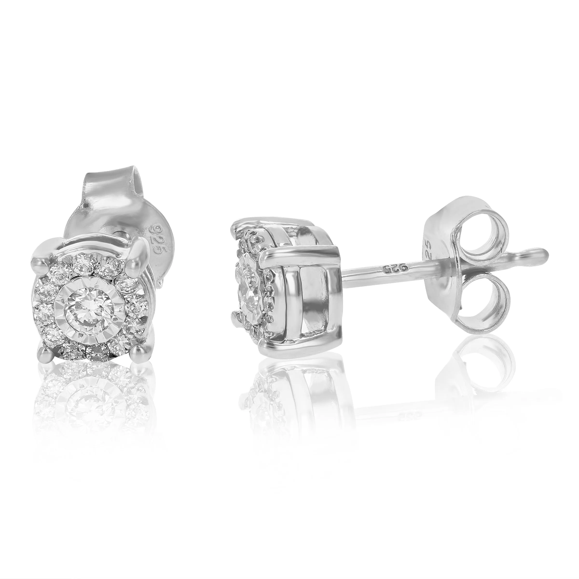 1/4 cttw Round Lab Grown Diamond Stud Earrings For Women .925 Sterling Silver Prong Set