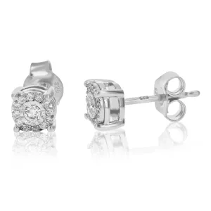 1/4 cttw Round Lab Grown Diamond Stud Earrings For Women .925 Sterling Silver Prong Set