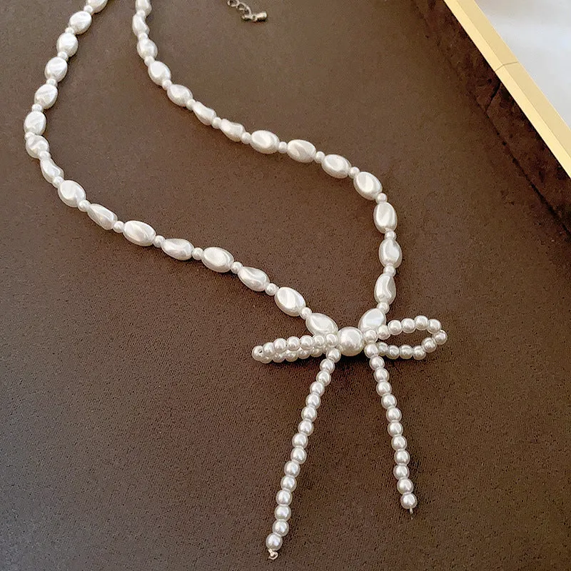 14K Gold-Plated Pearl Bow Necklaces