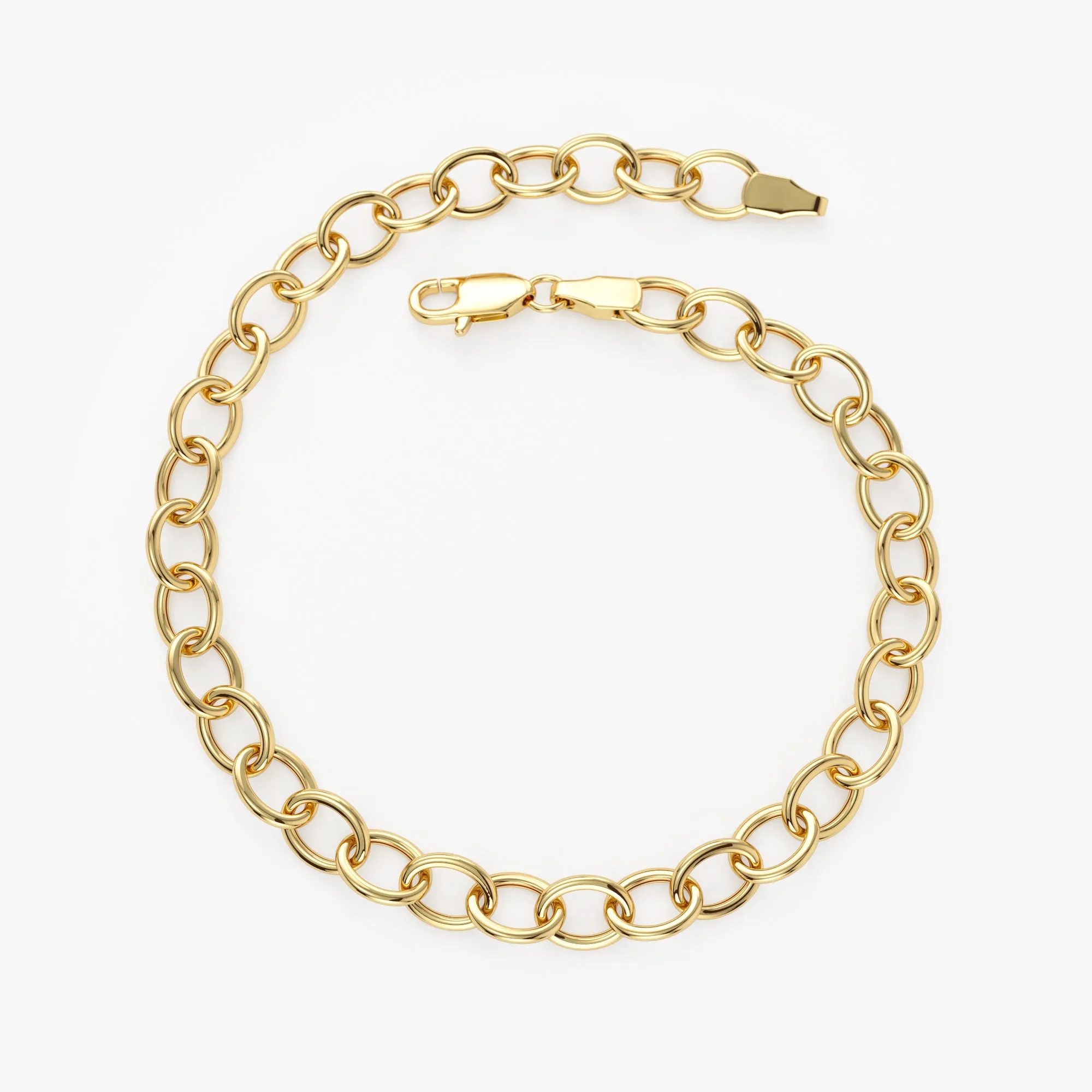 14k Oval Link Cable Chain Bracelet