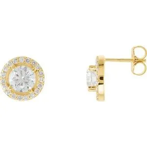 14K Rose 3/8 CTW Natural Diamond Halo-Style Earrings